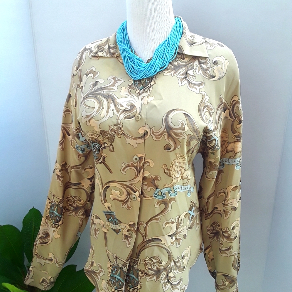 ELLEN TRACY LINDA ALLARD 100% SILK ROYAL CREST PRINT